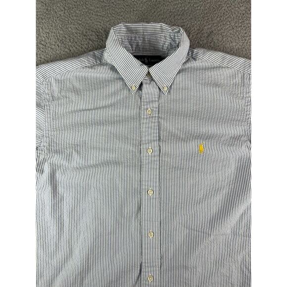 Polo Ralph Lauren Shirt Mens XL Button Down Blue Stripped Short Sleeve Classic - Picture 2 of 11